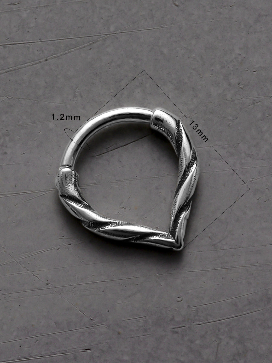 Teardrop Twist Sterling Silver Septum Nose Ring