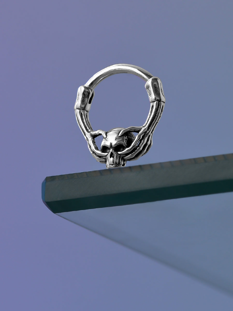 Hand-caught Skull Sterling Silver Septum Nose Ring