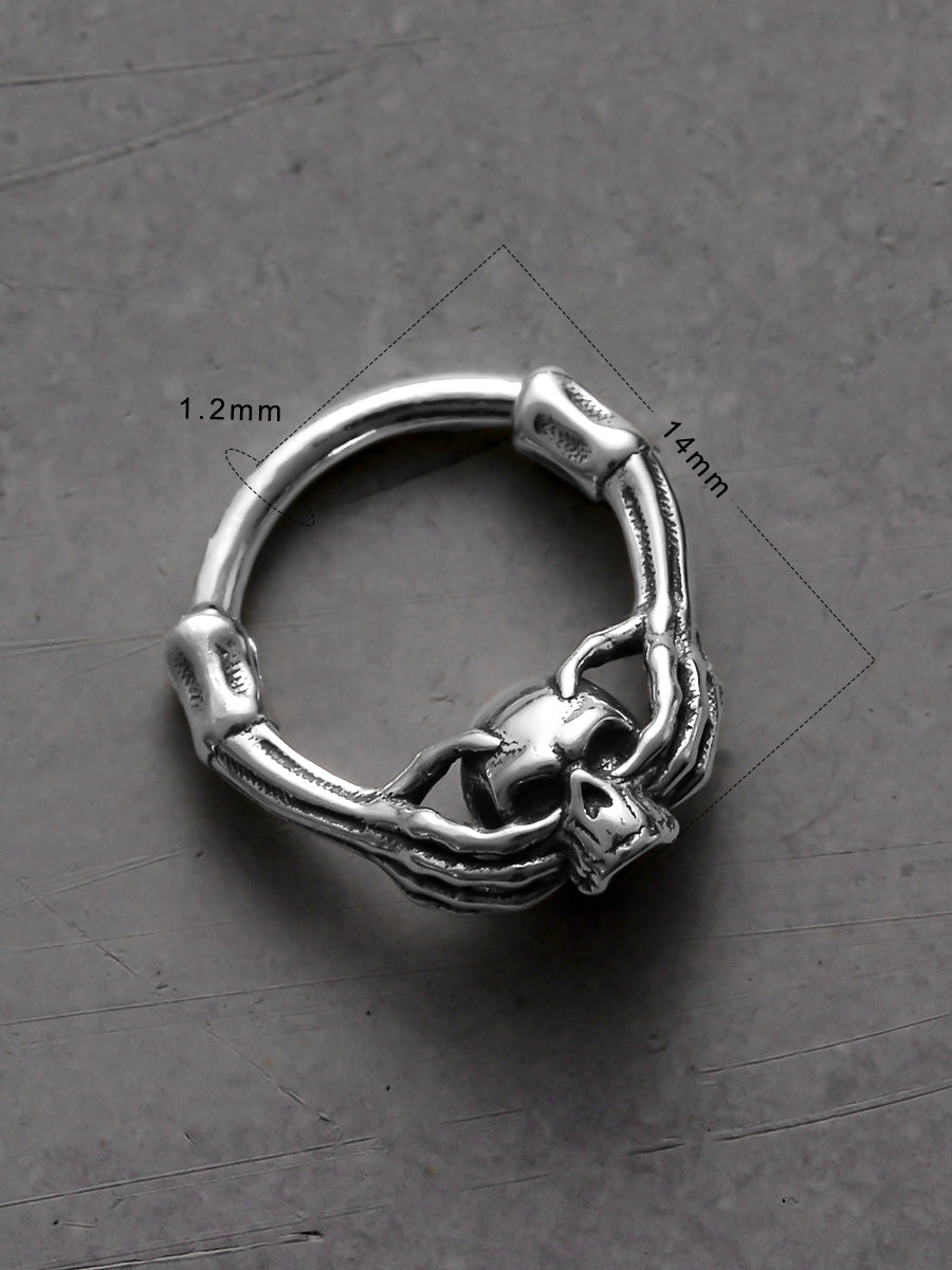 Hand-caught Skull Sterling Silver Septum Nose Ring