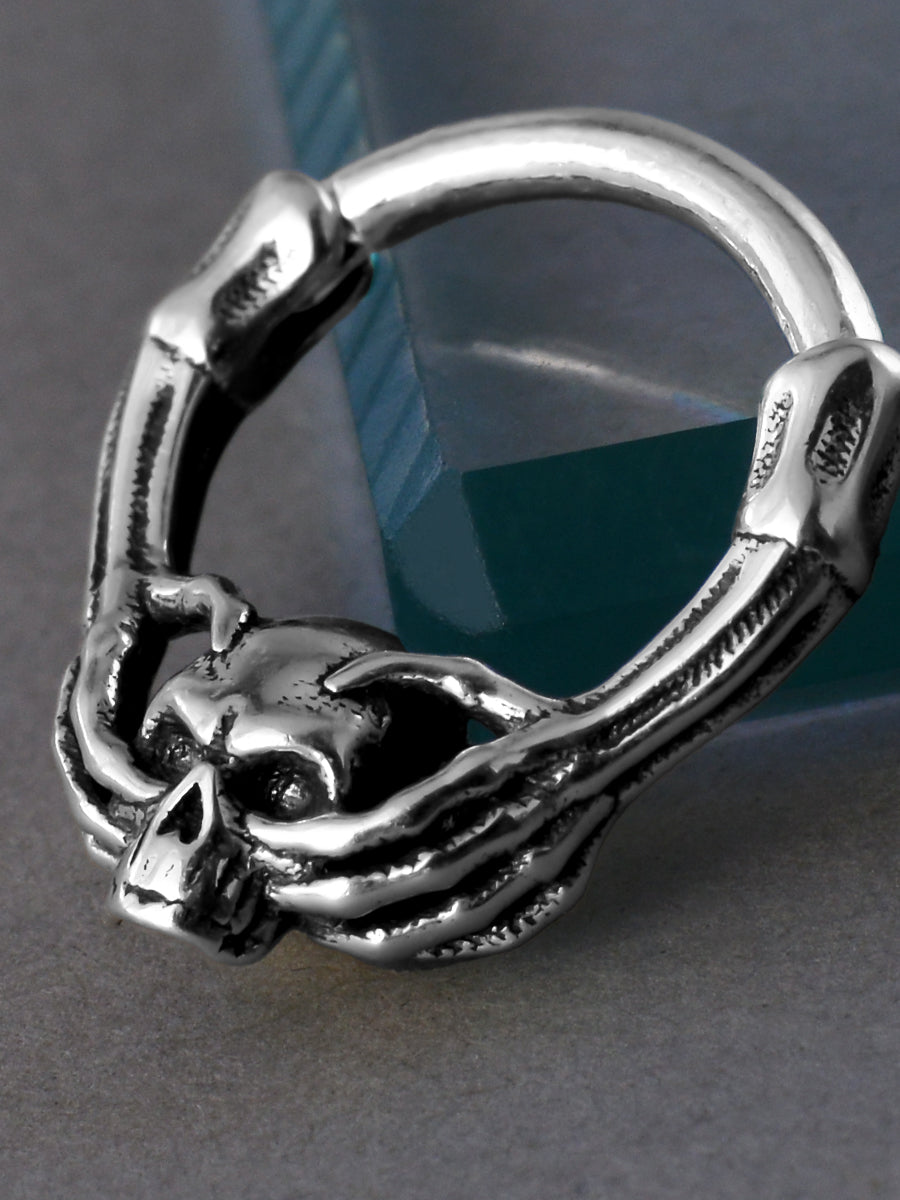 Hand-caught Skull Sterling Silver Septum Nose Ring